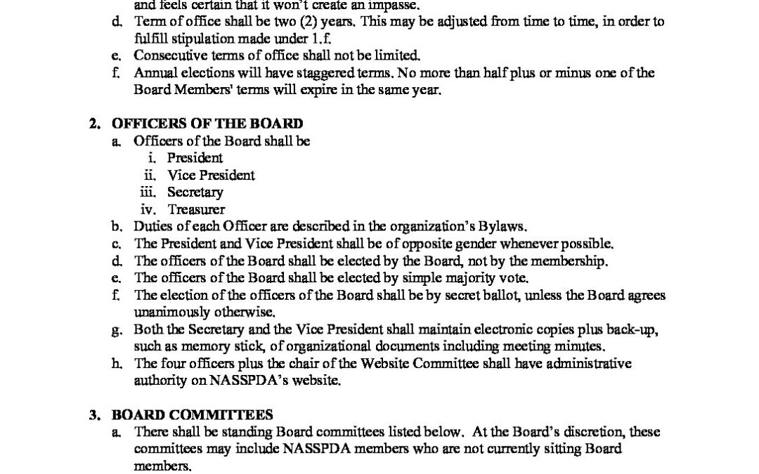 NASSPDA Board Governance Policies (approved 07.19)
