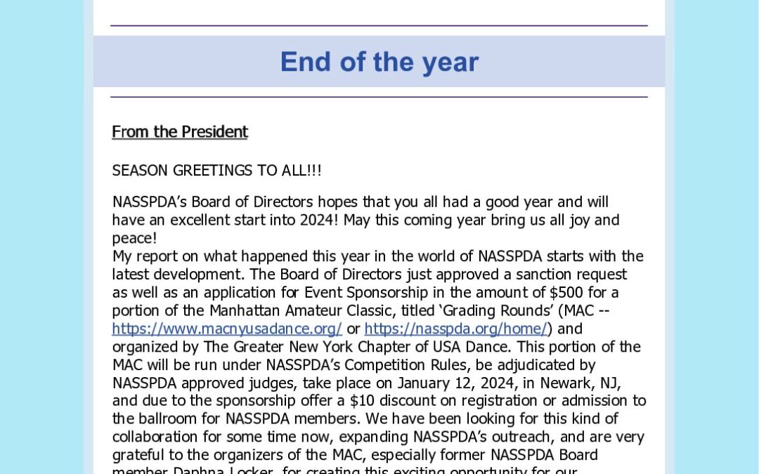 November-December 2023 e-Newsletter